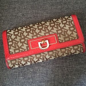 Pre-Loved Authentic DKNY Red & Brown Wallet